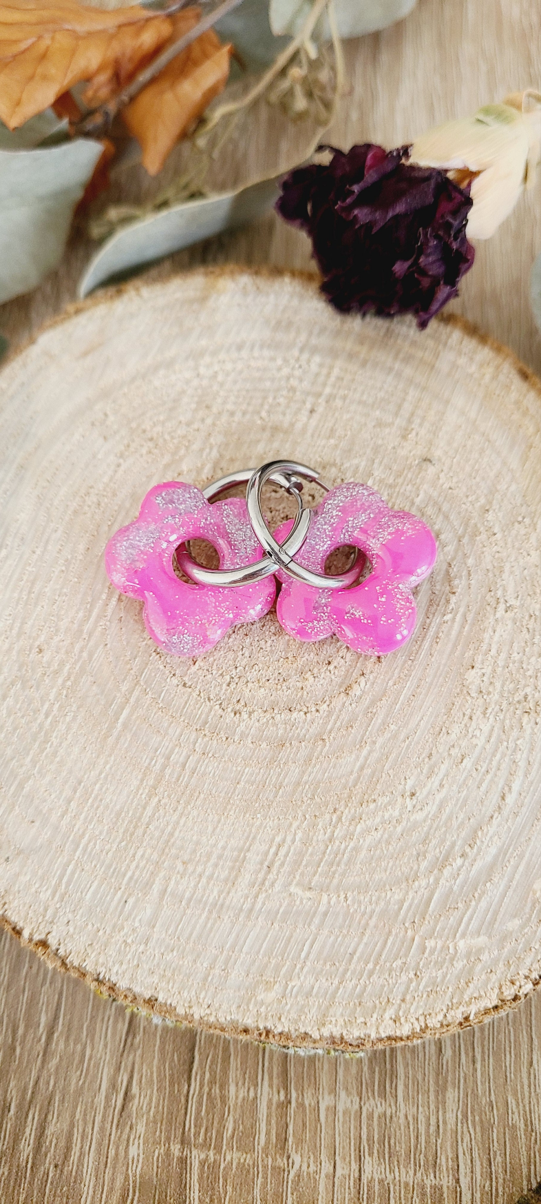 Rosie rose fluo paillettes argenté