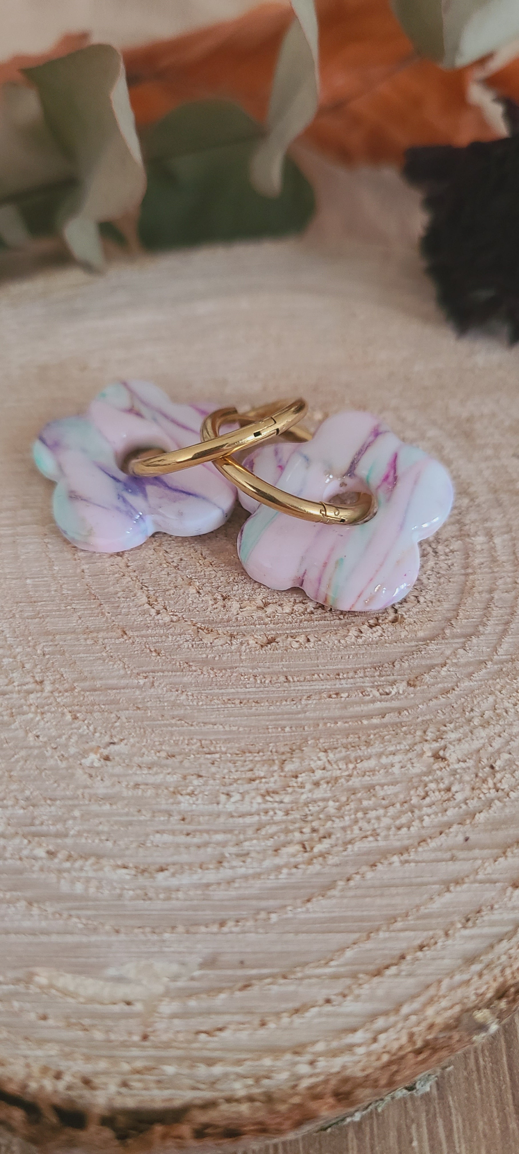 Cora marbré violet, fushia et vert