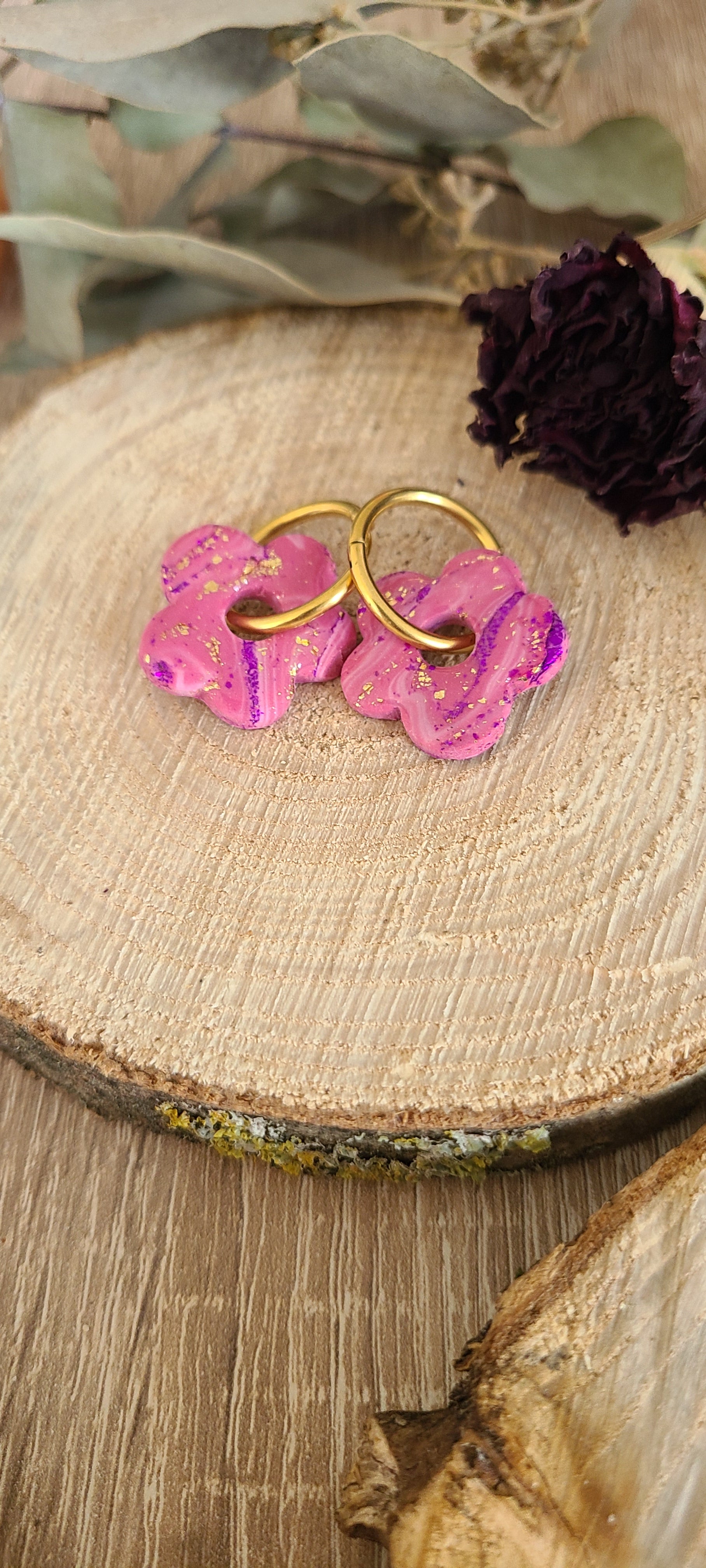 Cora rose marbré violet et doré
