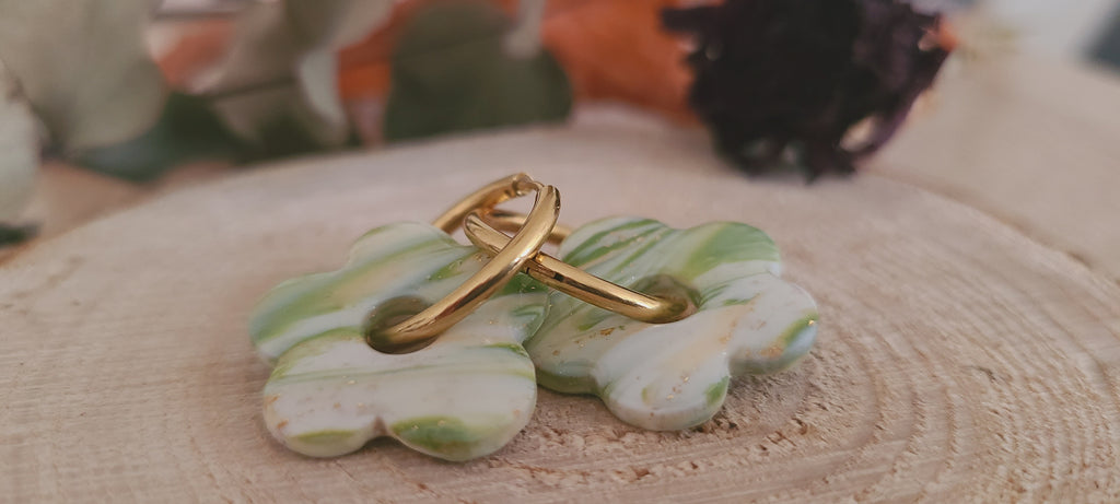 Cora marbré vert blanc pêche