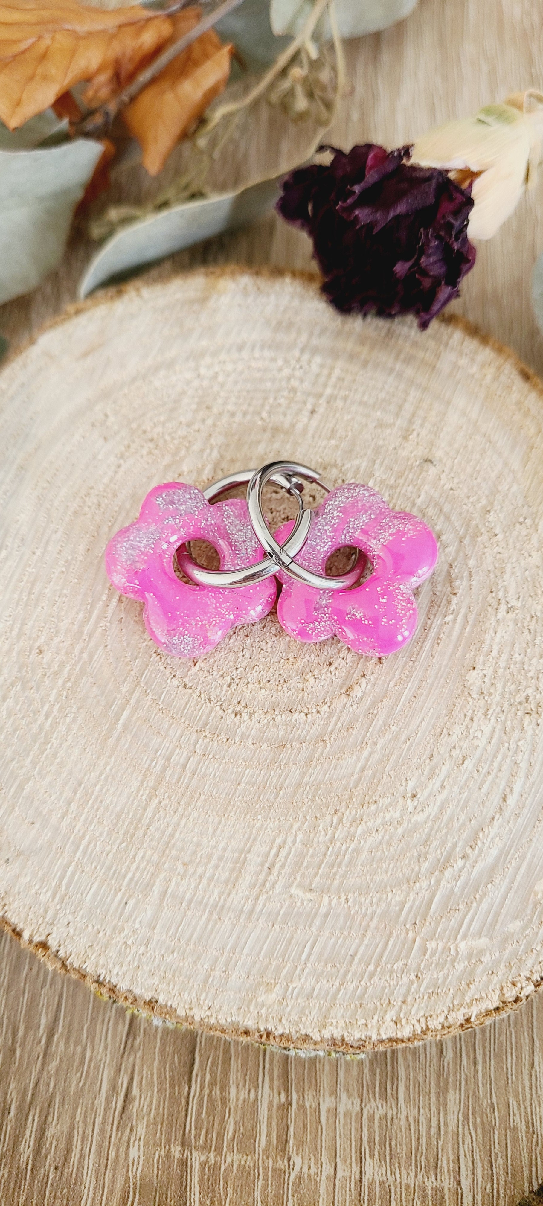 Rosie rose fluo paillettes argenté