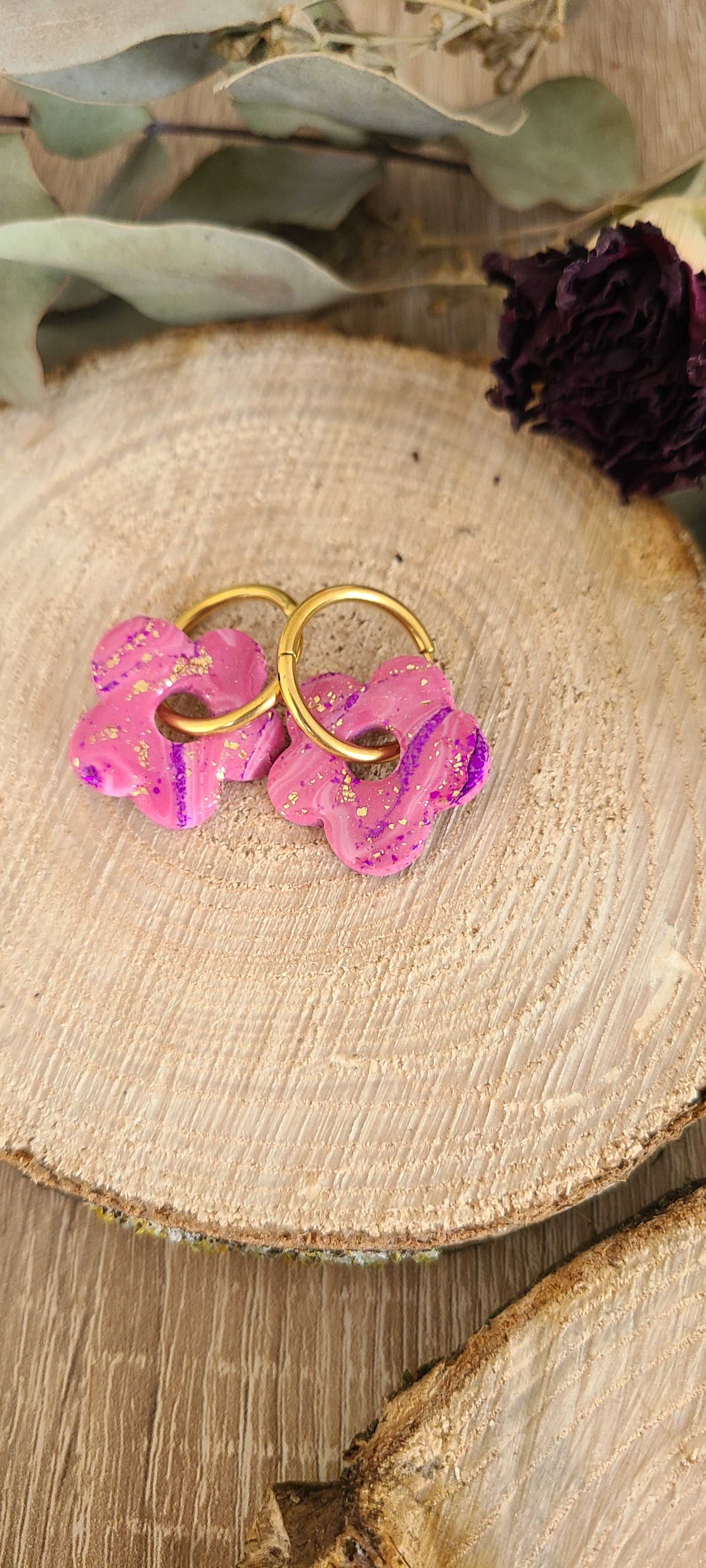 Cora rose marbré violet et doré