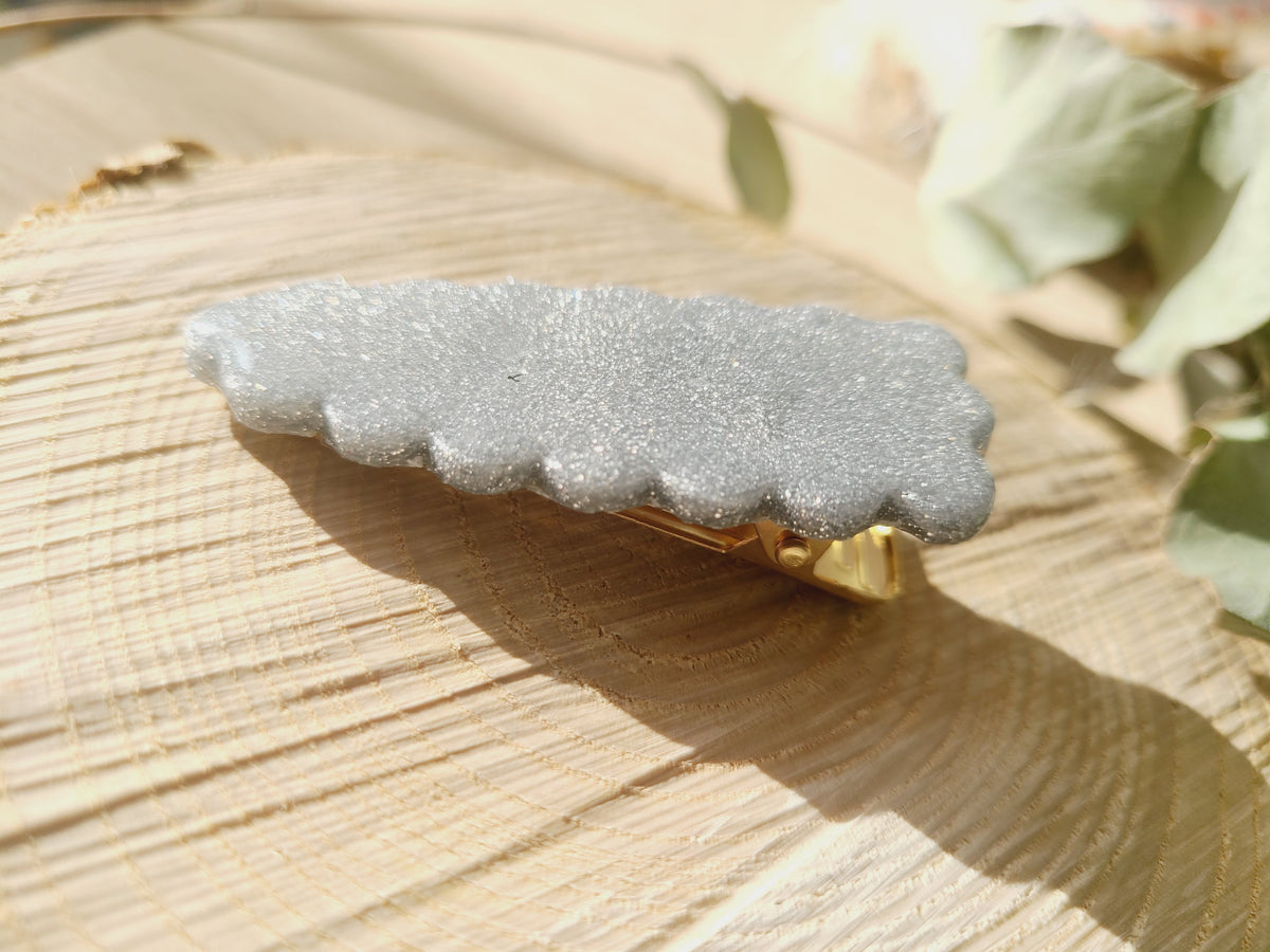 Barette gris pailleté