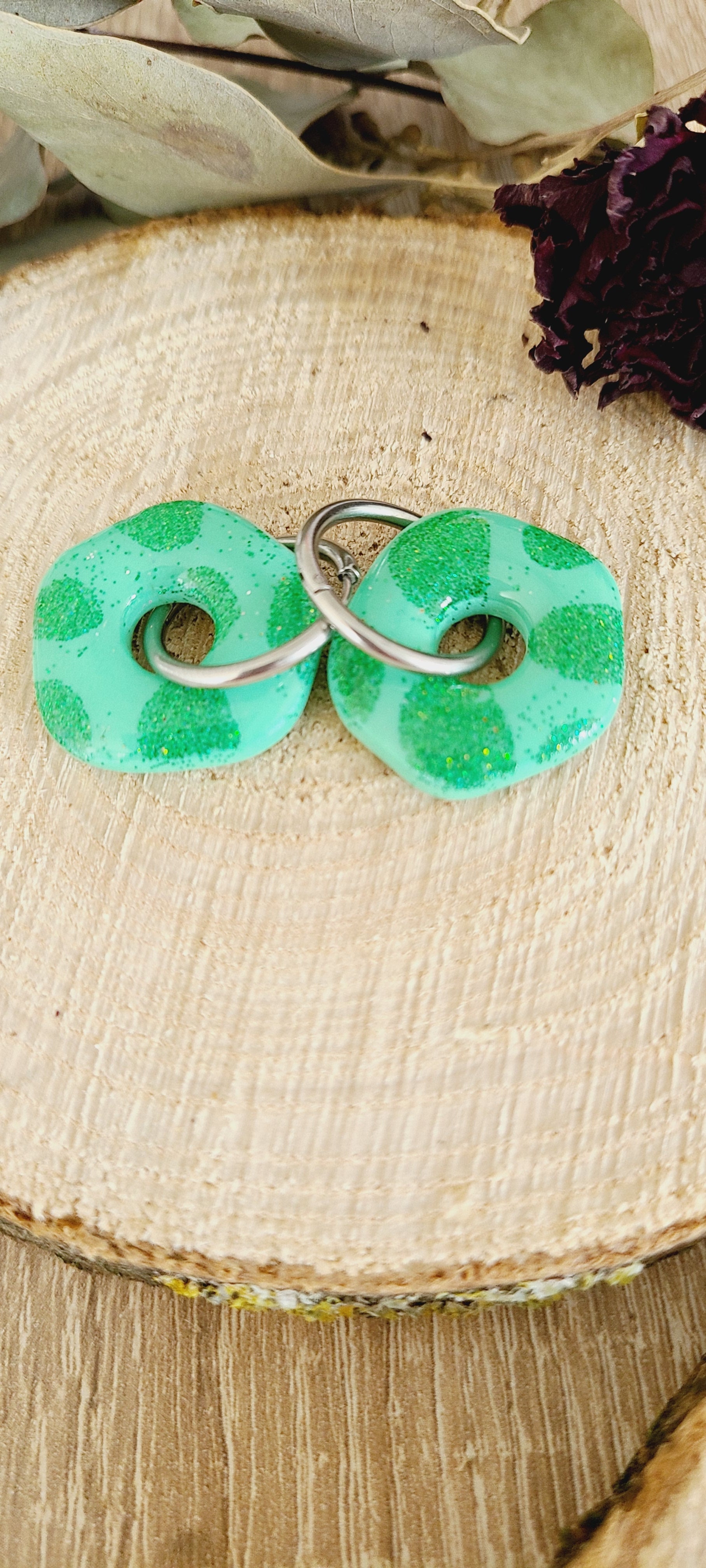 Galea vert motif pailleté