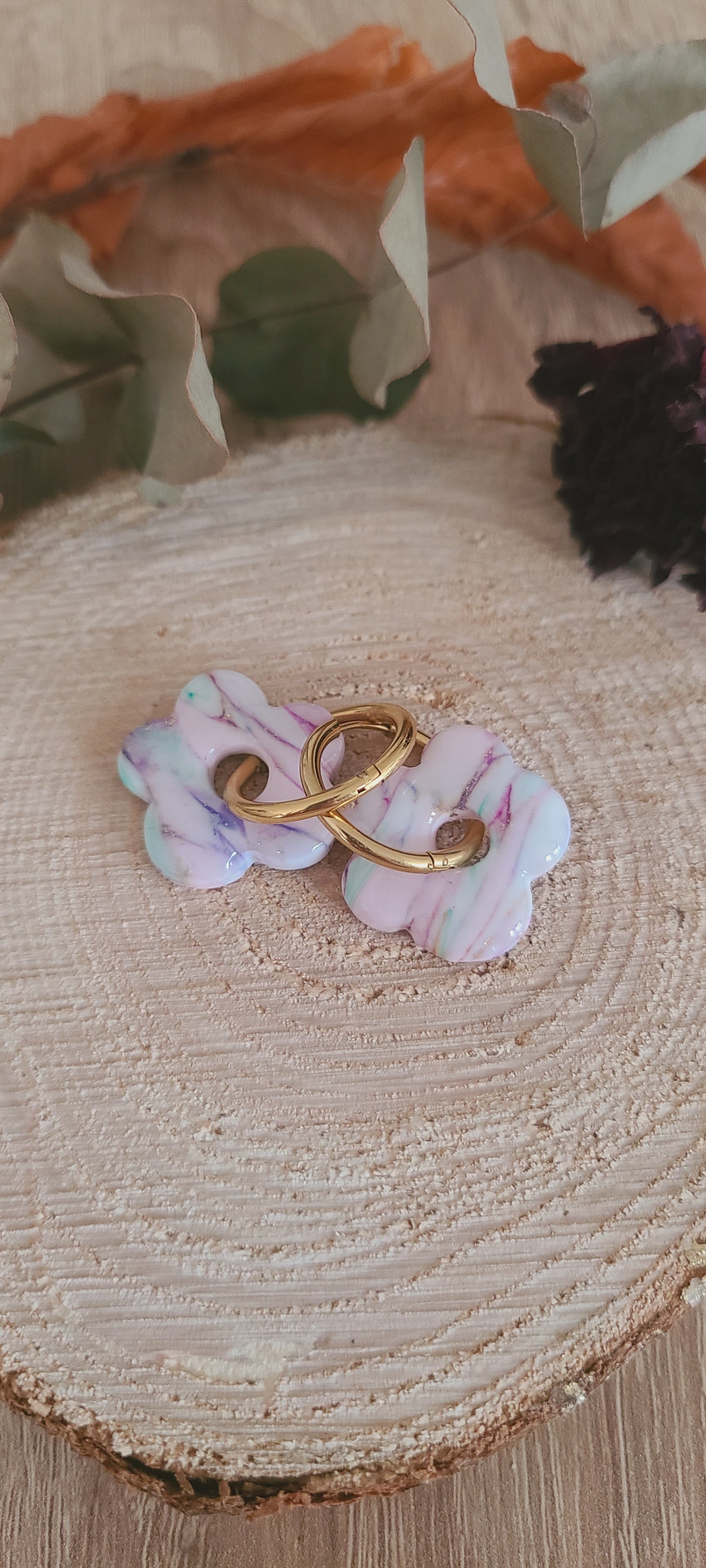 Cora marbré violet, fushia et vert